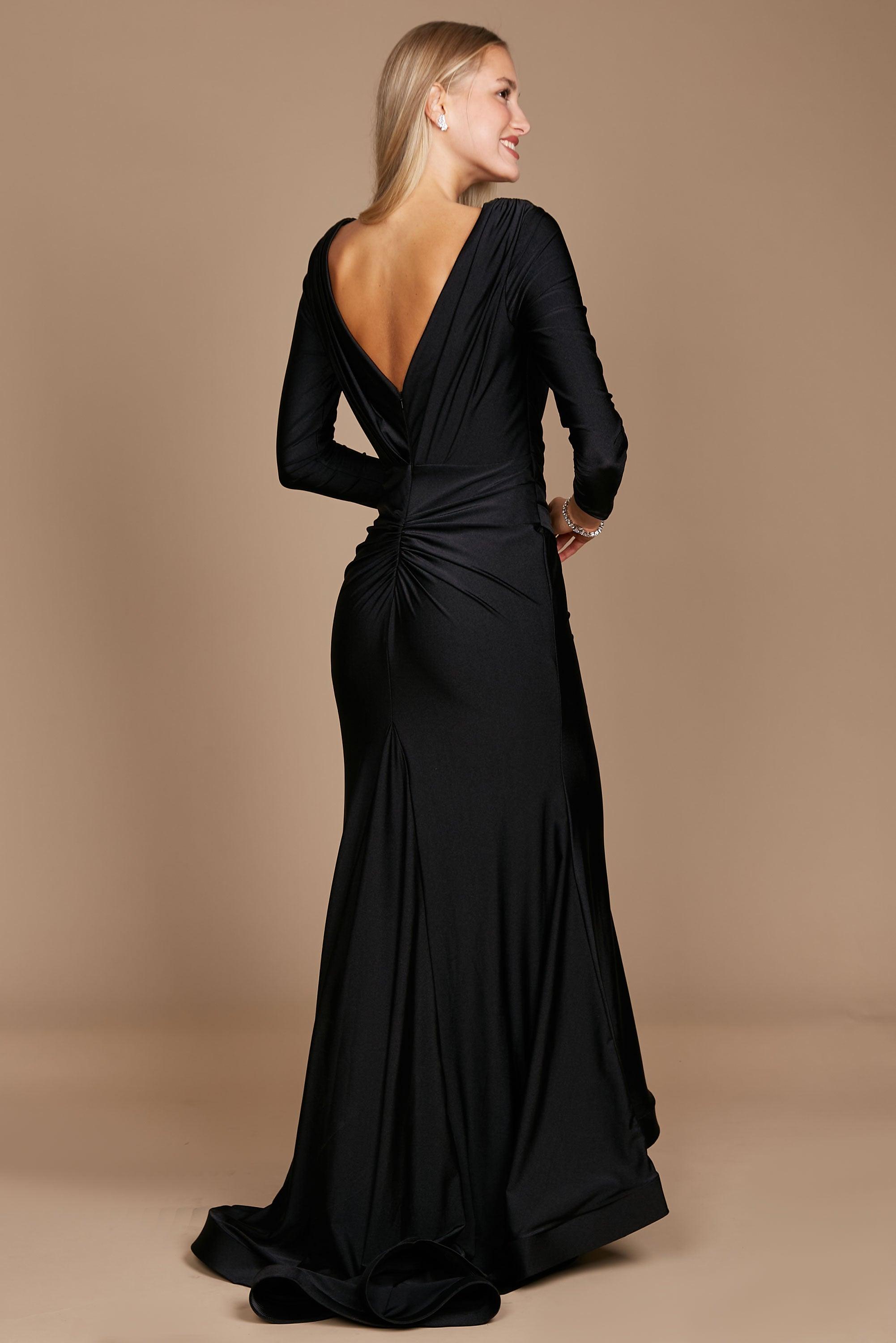 Amazon.com: LEJY Velvet Evening Gown Off The Wedding Dress With Detachable  Train 2 Black : Clothing, Shoes & Jewelry